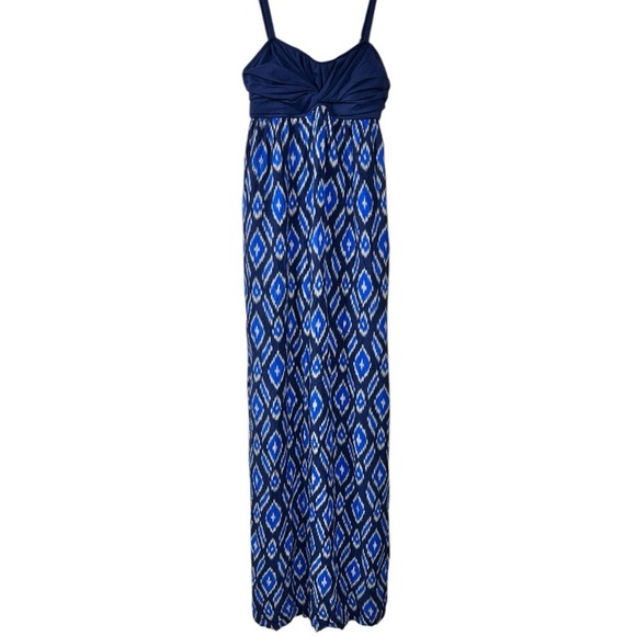 Anthropologie Lilka Cobalt Blue Ikat Maxi
Dress, Small Boho Hippie Summer Straps - Picture 2 of 8